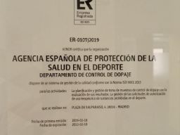 certificado iso control dopaje